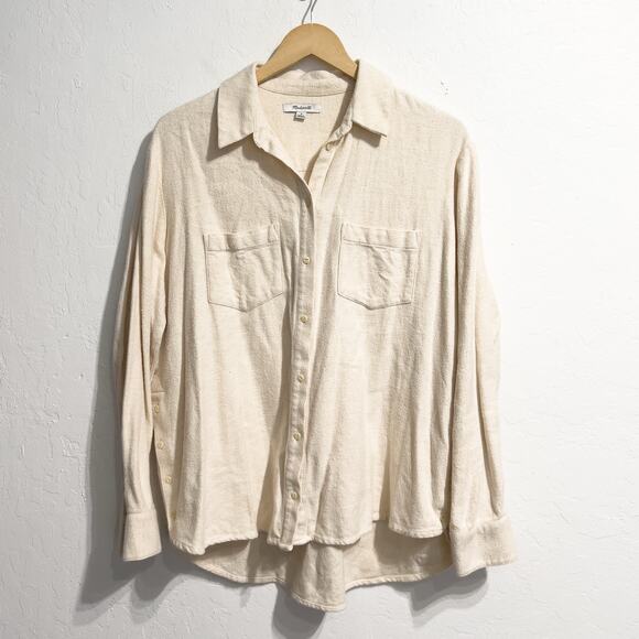 Madewell Shirt Medium Brush Flannel Button Down Shacket Cream Ex-Boyfriend - Picture 1 of 7